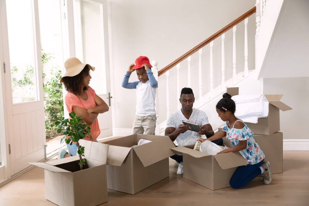 Family moving in to a new home